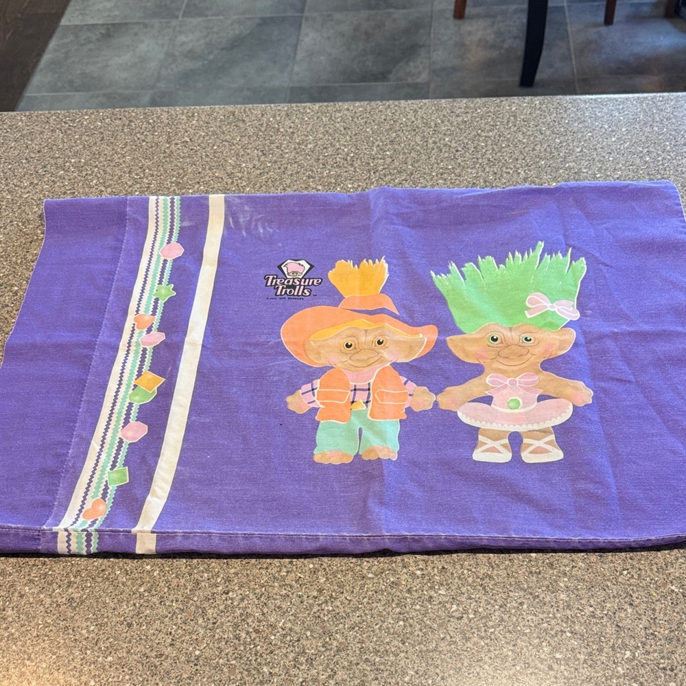 Vintage 1992 treasure trolls pillowcase